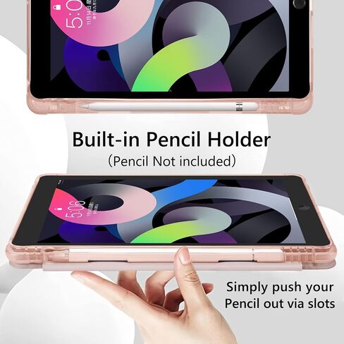 JOYLAND Cute Pink Bow Pattern Case for iPad 9th/8th/7th Generation 10.2 Inch (2021/2020/2019 Release), Pencil Holder & Clear Transparent Soft TPU Back & Trifold Smart Pad Black Cover in Kuwait