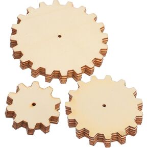 OperItacx 15 PCS DIY Wooden Gear Cutouts غير مكتملة قطع الخشب للأطفال