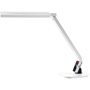 مصباح LED الذكي الطبيعية مع رأس الإمالة-أبيض (4 أوضاع للإضاءة ، قاتمة 5 مستويات ، لوحة تحكم حساسة للمس ، توقيت السيارات لمدة ساعة واحدة ، منفذ شحن USB 5V/1.5A ، شاحن الجهاز المحمول)