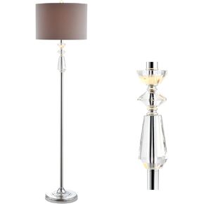 JONATHAN Y JYL2027A Layla 59.5" Crystal/Metal LED Floor Lamp Contemporary,Transitional,Traditional,Classic for Bedrooms, Living Room, Office, Reading, Clear/ChromeWithGrayShade