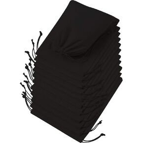 DR Black Cotton Drawstring Bags for Storage, Wardrobe, Travel and Household Organization (8 x 10 inch - 12 pack)