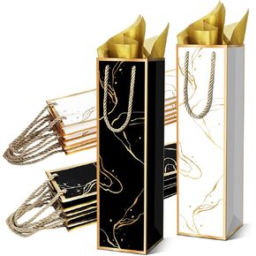 Fingertip WD 20 Pack Wine Gift Bag مع مقابض ، حقيبة نبيذ مع ورق الأنسجة ، أكياس هدايا زجاجة النبيذ لعيد الميلاد ، حفلات الزفاف ، أعياد الميلاد ، حفلة العطلات