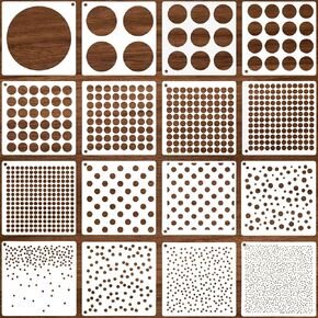 Cobee 16 PCS Circle Stencil ، Stensics الهندسة الفنية للطلاء ، Polka Dot Stencil مختلط stencil stencil لقرص بطاقة DIY لصنع سجل القصاصات.