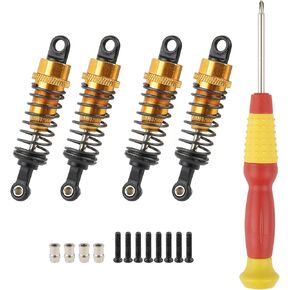 4Pcs Shock Absorbers Gold Metal Shocks Assembled Dampers for WLtoys 1/18 RC Car A949 A969 A979 K929 A959-B A969-B A979-B K929 K929-B