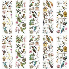 Wandic 10 Sheets فرك على ملصق النقل ، ملصقات زهرة مختلطة لألبوم صور القصاصات DIY ، 11.8 * 3.9in