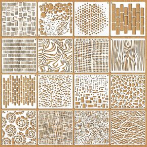 16 PCS Cubist Stencils للحرف اليدوية الملمس القابلة لإعادة الاستخدام اللوالب استنسل شبكة الخشب الحجر الطلاء الطلاء الطلاء الطلاء الطلاء stencil