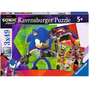 Ravensburger Sonic Prime 3x 49 قطعة بانوراما للألغاز للأطفال الذين تتراوح أعمارهم بين 5 سنوات