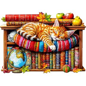الألغاز الخشبية للبالغين - تحدي أحلام الكبار في Tabby Cat ، ألغاز بانوراما خشبية فريدة من نوعها للحيوانات للبالغين ، الهدايا الإبداعية ألعاب الأسرة 8.5 * 6 في 100pcs