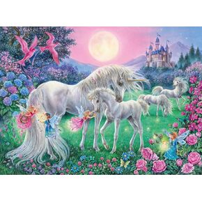 Ravensburger Unicorns في Moonlight 100 قطعة Jigsaw Puzzle Forkids - | تصميم قطعة فريدة | السطح المضاد للسلح | بناء المهارات ، نشاط ممتع | أمازون الحصري