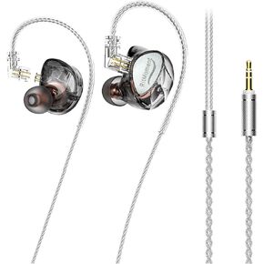 Ritmoment IE10 سماعات الأذن السلكية - سماعات IEM احترافية ، صوت واضح وصوت دقيق ، سائق ديناميكي مغناطيسي مزدوج ، في شاشات الأذن للموسيقيين ، Audiophiles & Gamers (قابس 3.5 مم مع MIC ، أسود)