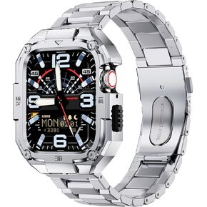 Stainless Steel Band with Case Compatible with Apple Watch 46mm (Series 10), Rugged Metal Strap with Protective Bumper Cover for iWatch 10 46mm Men Watch Strap Replacement