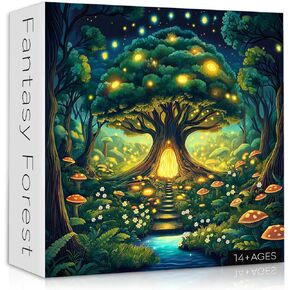 Pickforu Magic Forest Puzzle للبالغين ، نبات الفطر الطبيعي الخيالي ، شجرة الحياة أحجية 1000 قطعة مع الزهور ، تحدي لغز بانوراما صعبة المستحيل