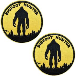 2 PCS Bigfoot Hunter الحديد المطرز على بقع شارة قماش أزياء الشرير ، الأخضر ، S_LOGO_038
