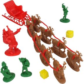 Santa’s Christmas Delivery - 15pc Plastic Sleigh and Figure Boxed Playset