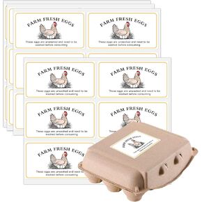 60pcs مزرعة ملصقات Carton الطازجة ، مستطيلات بيض الدجاج غير المغسول ملصقات التغليف ، ملصقات البيض للصندوق ، الحاوية ، الكرتون ، إمدادات المزرعة (2 "x4")