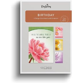 Dayspring - لا يوجد أحد مثلك - 4 تشكيلة لبطاقة عيد ميلاد الأزهار مع الكتاب المقدس - 12 بطاقات وأظرف معبأة عيد ميلاد (U1199)