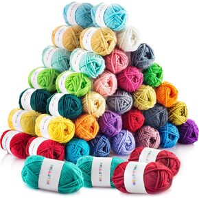 Craftiss 30x0.7oz Yarn Yarn Mini Mini Skeins - 1300 ياردة من الغزل الناعم للحيوانات والحياكة الحرف ، مجموعة كبيرة من الكروشيه الكروشيه المبتدئة للبالغين والأطفال