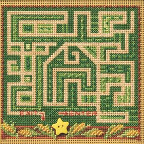 Mill Hill Corn Maze Beaded Counted Cross Stitch Kit 2025 Buttons & Beads Autumn MH142526, Multicolor, 5.25 x 5.25 Inches