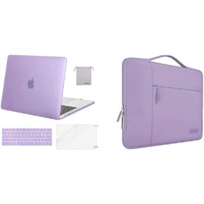 MOSISO Compatible with MacBook Pro 13 inch Case 2016-2020 A2338 M1 A2289 A2251 A2159 A1989 A1706 A1708, Plastic Hard Shell&Multifunctional Briefcase&Keyboard Skin&Screen Protector&Pouch, Light Purple