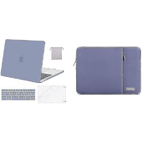MOSISO Compatible with MacBook Pro 13 inch Case 2016-2020 Release A2338 M1 A2289 A2251 A2159 A1989 A1706 A1708,Plastic Shell&Vertical Bag&Keyboard Skin&Screen Protector&Pouch,Lavender Gray