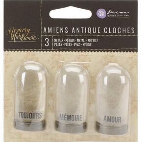 Prima Marketing Memory Hardware Embellishments-Amiens Cloches, Metal & Resin 3" 3/Pkg