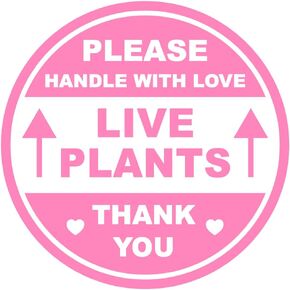 2 inch 300 PCS Pink Live Plants Handle with Love Labels Shipping Mailing Cartons Envelops Adhesive Labels