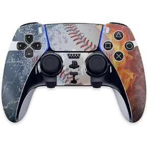 Maysyskins Glossy Glitter Skin متوافق مع PS5 Dualsense Edge Controller - Baseball Fire | واقي ، دائم عالية اللمعان اللمعان النهائي | من السهل تطبيق وتغيير الأنماط | صنع في الولايات المتحدة