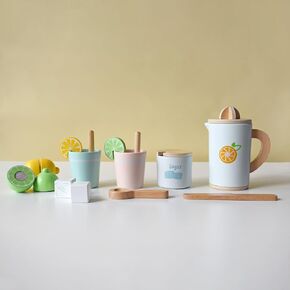 ألعاب Woorden Wooden Toys Lemonade PlaySet ، Kids Play Food Play Play Lemonade Stand Kit ، Play Kitchen Grocery Maket Acessories Gift for Toddler Girls and Boys 3 Years+