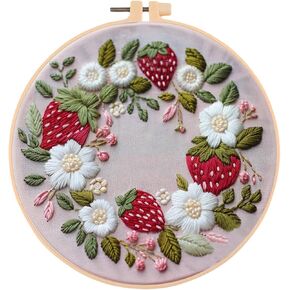 Huacan Embroidery Kits for Adults Beginner Stamped Flowers Pattern DIY Cross Stitch Printed Flower Stitching Sewing Kit 7.9 x 7.9 Inch