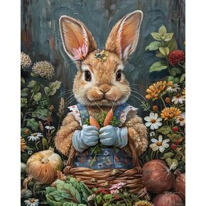 Zuvrdiai Rabbit Paint حسب عدد المبتدئين للبالغين ، وأطقم الطلاء بالألوان المائية DIY على القماش ، والطلاء حسب عدد الحرف اليدوية الزيتية المثالية لديكور الجدار المنزلي