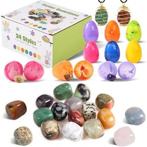 24 Pack Filled Easter Eggs Fillers Set, Prefilled Easter Eggs & Gemstones - Perfect for Kids & Teens Easter Egg Hunt, Classroom Prize Supplies, Party Favors