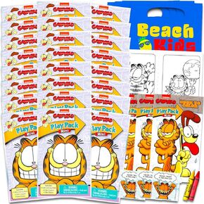 مجموعة Disney Garfield Mini Party Favors - حزمة مع 24 عبوات Garfield مع صفحات التلوين والملصقات والمزيد | إمدادات حفلات غارفيلد