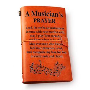 NGAEAK Music Teacher Gifts a Musician's Prayer Leather Journal Notebook, Music Lover Gifts for Women Men Engraved Leather Travel Journal for Birthday Graduation Christmas