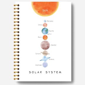 Space Notebook - Solar System Outer Space Science Notebook Journal, Classroom Rewards, Solar System Gifts, Gifts for Space Enthusiasts Lovers, Spiral Notebook 5.5x8.3 Inch