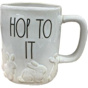 Rae Dunn HOP TO IT Easter Mug - Inside Pink - ceramic - Very rare! in Kuwait