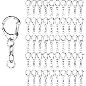 50 PCS Lobster Clasp Key ، مفتاح سلسلة مفاتيح ، مشابك دوارة معدنية شحول خطاف ، مشابك مخلب جراد البحر لسلاسل المفاتيح DIY سلسلة مفاتيح ، claw Claw Claass (Silver)