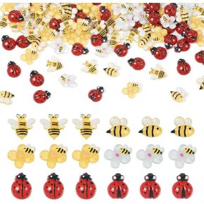 kissitty 120pcs راتنج النحل الزهور الخنافس للحرف اليدوية