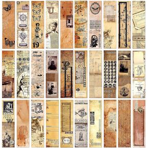 Vintage Style Bookmarks, 30PCS Paper Bookmarks for Men Women Teens Book Lovers, Retro Butterfly Bookmark Set for Reading (Space and Time Impression Museum Series)