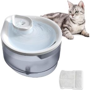 Dog & Cat Water Fountain, 2.5L Automatic Pet Dispenser with Triple Filtration, 23dB Ultra Quiet Pump, Transparent Tank for Dogs/Cats, 1 Week Water Supply