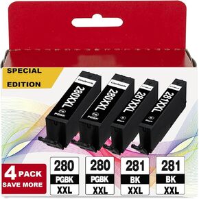 PGI-280 XXL PGBK/CLI-281 XXL Black Ink Replacement for Canon 280XXL 281XXL for TR8620a TR8600 TR8622a TR8520 TS9521c TR7520 TS9120 TR8622 TS9520 TS6220 TS6320 TS702a TR8500 Printers for 280XL 281XL