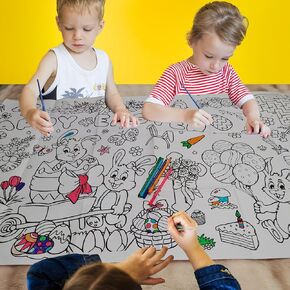 Comelodiant Easter Giant Coloring Paper Paper Table Runner 30 * 72inch Coloring tableth for Kids Arts and Crafts Antives Easter Party Decorations Supplies Wall Decor