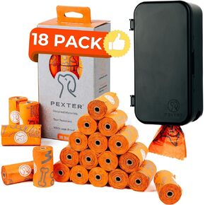 Dog Poop Bag Dispenser - Outdoor or Indoor Pet Waste Bag Dispenser Station - Stick-On or Screw-On Wall Mount - Poop Bags Storage Outdoor Container - Plus 18 Pack Waste Bag - 270 Count - Bundle (Black)