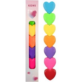 7 Pcs Aesthetic Highlighters Heart-Shape Coloring Markers Pocket Marker Pen Stackable Removable Birthday Set School Supplies for Adult