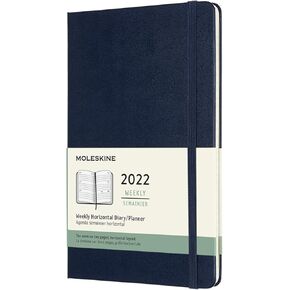 Moleskine 2022 مخطط أفقي أسبوعي ، 12 مترًا ، كبيرًا ، ياقوت الأزرق ، الغطاء الصلب (5 × 8.25)