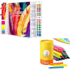 Planner July. 2025–Dec. 2026 & 16 Colors Jumbo Crayons