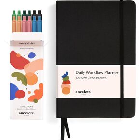 حكاية. 2025 Daily Planner ومجموعة من 12 مجموعة قلم جل قابلة للسحب (0.5 مم) ، نقطة دقيقة ، الكتابة السلسة (12 عدد)
