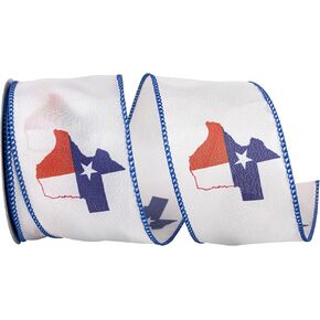 Reliant Ribbon Texas Pride Wired Edge Ribbon, 2-1/2 Inch X 10 Yards, White