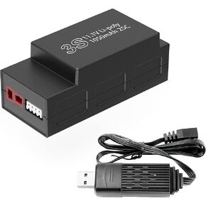BEZGAR 3S 11.1V 1050mAH Battery+USB Cable for HP161S，HP163S Hobby Grade 1:16 Scale Remote Control Truck