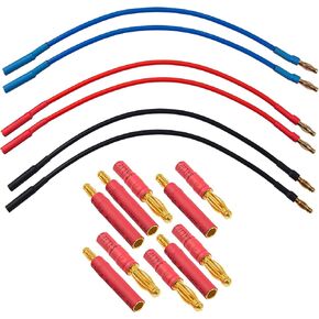 6pack 7.87 "14awg 4.0mm Gold Bullet Connector 4mm موز توصيل كابل الذكور الذكور الإناث ولا يوجد كابل 4 ملم موصل رصاصة إلى 3.5 ملم موصل Banana Gold Plud Adapter