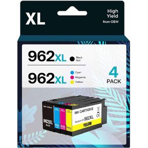 962XL Ink Cartridges Combo Pack Compatible for HP Ink 962 High Yield Work with HP OfficeJet Pro 9010 9012 9015 9020 9018 9025 9019Printers (4 Pack)